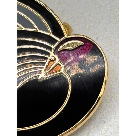 Laurel Burch Celan Black Swan Bird Enamel Goldtone Brooch Pin 1.5” Vintage EUC - Picture 5 of 8